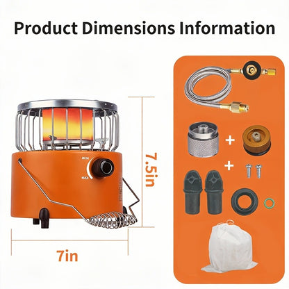 Camping Gas Stove Heater 9000 BTU 2-in-1 Portable Propane Indoor Outdoor Stove with Adjustable Flame, Stainless Steel 10.7x7 Inch, for Cooking, Heating & Emergency Preparedness — VAETTLO