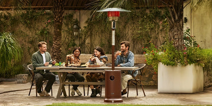 Outdoor Propane Patio Heater 46000 BTU Freestanding Tower with Wheels, Bronze Powder-Coated, Commercial & Residential, Tip-Over Safety Shut-Off, 175 sq ft Coverage