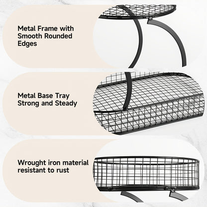 Countertop Fruit Bowl 3-Tier Round Metal Wire Stand | Kitchen Storage Organizer for Fruits Vegetables Bread Snacks | Space-Saving Produce Rack