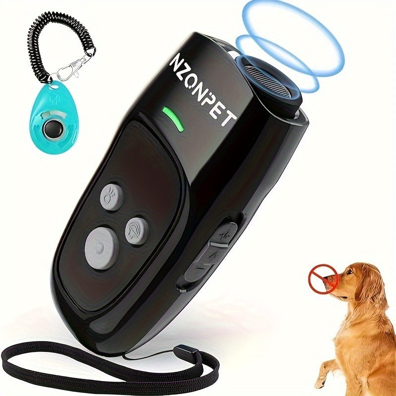 Ultrasonic Dog Bark Control Device 3-in-1 Anti Barking Deterrent Trainer 3 Frequency Modes 16.4Ft Range Rechargeable LED Wrist Strap Indoor Outdoor