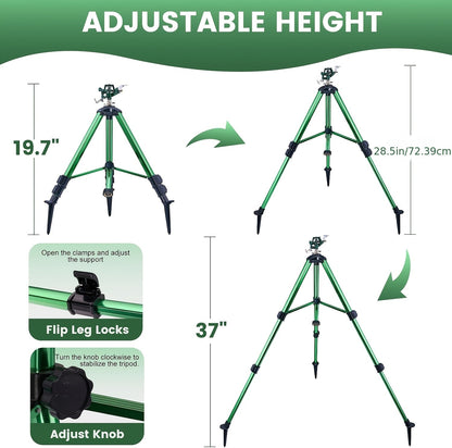 Impact Sprinkler Tripod 360° Zinc Head Lawn Yard Irrigation Flip Lock