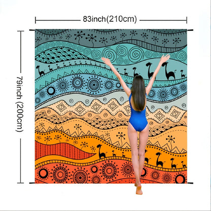 Sandproof Beach Blanket Oversized Extra Large Quick Dry Picnic Mat for Beach Camping Travel – Bohemia Dolphin Sailor Turtle Fish Patterns, 2-10 Adults