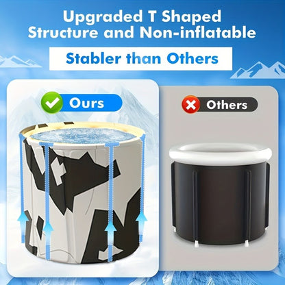 Foldable Soaking Bathtub for Adults Portable Extra Large Free Standing Hot Tub with Temperature Retention Easy Assembly for Small Spaces