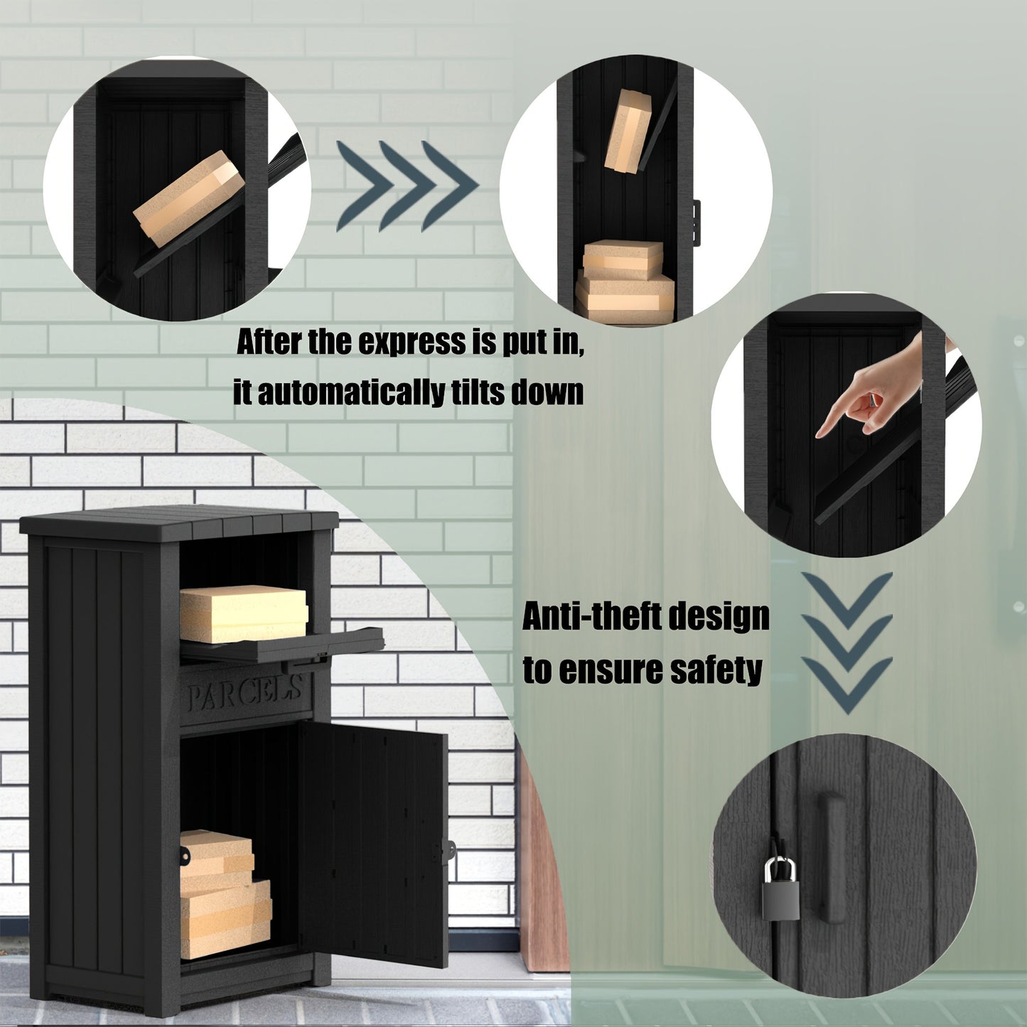 Lockable Outdoor Storage Box Waterproof Package Delivery Porch