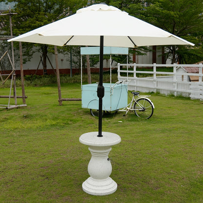 Outdoor Umbrella Side Table with Hole – Concrete Patio Table for Porch Poolside Picnic, Modern Durable Coffee Table