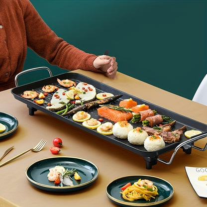 Electric Griddle 1500W Non-Stick Oblong Baking Pan 5-Speed Temperature Control Smokeless Indoor Grill for Eggs Vegetables BBQ Dishwasher Safe Black