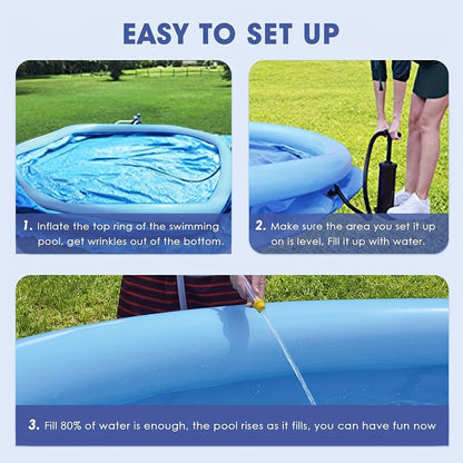 Round Inflatable Swimming Pool 10FT 12FT Circular Above Ground Family Pool Puncture-Resistant Quick Setup Outdoor Backyard Kids Adults Summer