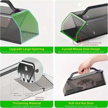 Humane Mouse Trap Live Catch - Fully Automatic Transparent Continuous Capture No-Kill Rodent Trap for Indoor Home, Kitchen, Garage & Outdoor Use