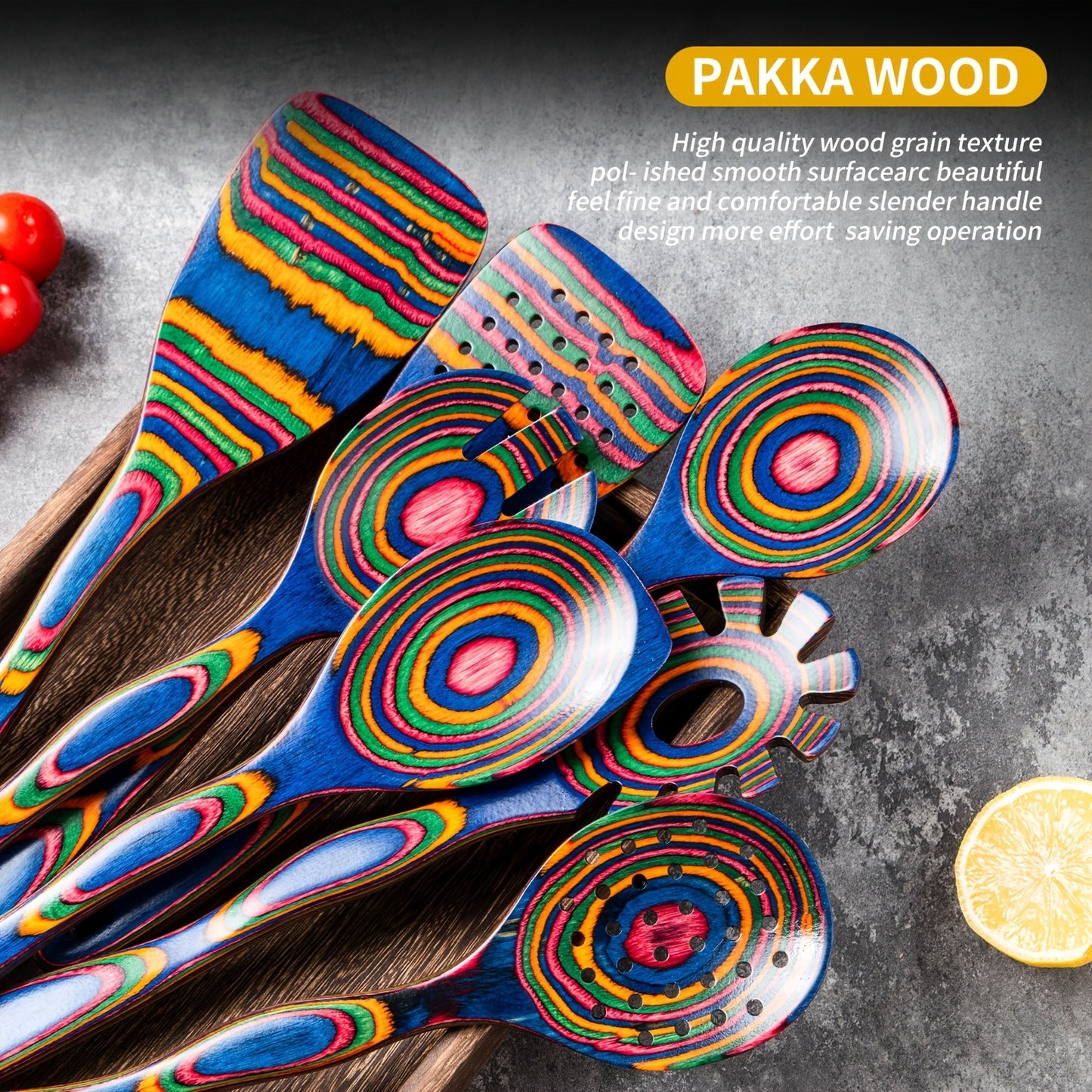 Pakkawood Kitchen Utensil Set 7 PCS – Spurtle & Spatula