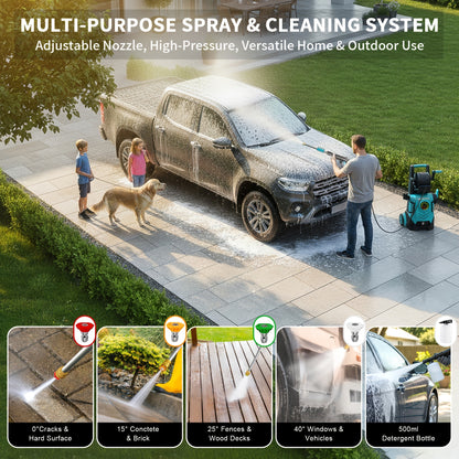Pressure Washer 5000PSI Electric Power Washer 2.4-3.6GPM Adjustable 8-Level Touch Screen 34" Tall 4 Quick-Connect Nozzles for Cars Fences Driveways Patios