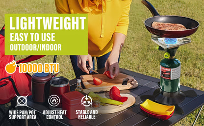 Backpacking Stove Bottletop Propane | Hotdevil HD-5005 Lightweight Camping Stove with Instant Ignition | Propane & MAPP Gas Compatible | For Hiking, Outdoor Cooking & Emergency Use