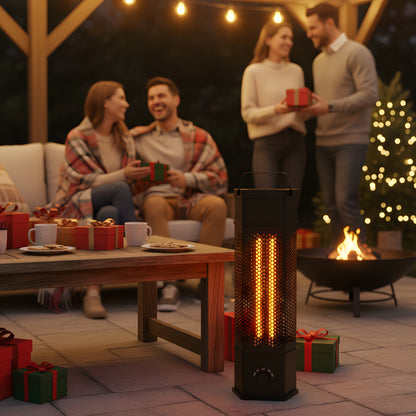 Electric Patio Heater 1400W 28", All-Around Radiant Heating with Tip-Over & Overheat Protection, Modern Indoor Outdoor Space Heater for Bedroom, Living Room, Garage, Backyard, Office