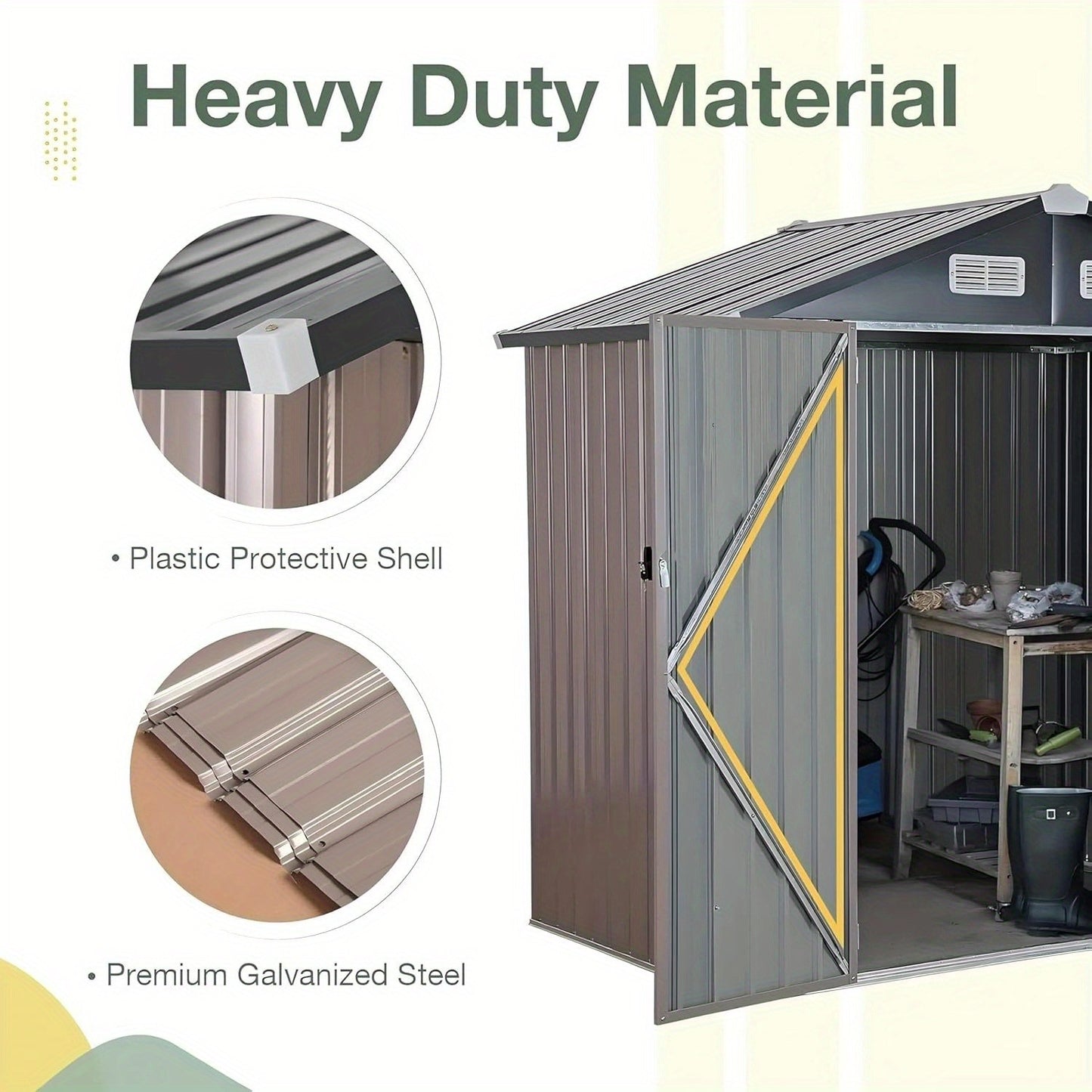 Outdoor Metal Storage Shed with Lockable Doors & Air Vent
