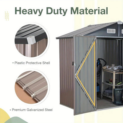 Outdoor Metal Storage Shed with Lockable Doors & Air Vent