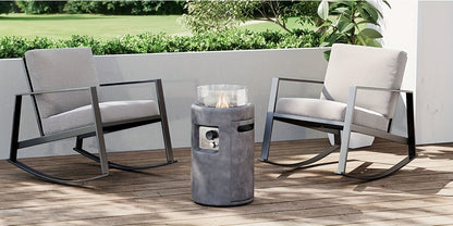 Propane Fire Pit Table 16-Inch Portable Outdoor Fire Table with Glass Windproof Cover, High-Power Patio Heater, Ignition System, Durable Metal Build for Backyard, Deck, Garden & Pool (Gray, No Gel)