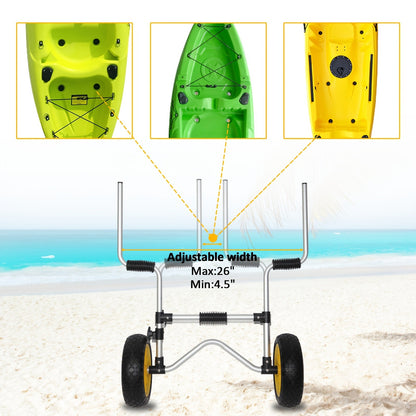 Kayak Cart Trolley Carrier Dolly – Canoe Paddle Board Boat Transport with 10-Inch Solid Wheels