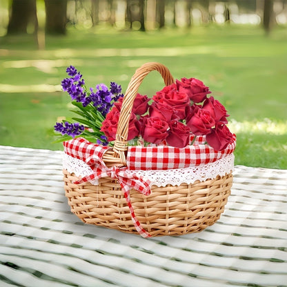 Picnic Basket Wicker | Retro Handheld Basket Camping Photo Gift Party