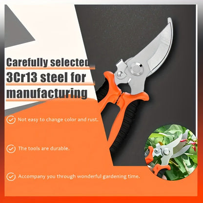 Pruning Shears 6-Piece Set | Heavy Duty Stainless Steel Garden Scissors Ergonomic Anti-Slip Handle | Fruit Picking Lawn Bonsai Branch Cutting Tool Gift