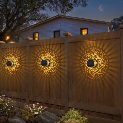 Solar Garden Lights Outdoor Waterproof IP65 Mandala LED Fence Wall Lights Metal Deck Step Lights for Yard Patio Courtyard Pathway Decoration Festival Gift 1/2/4 Pack