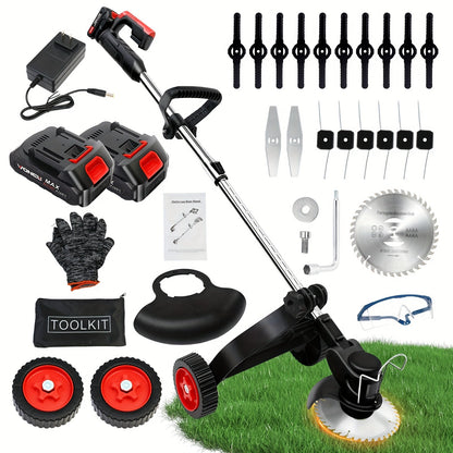 21V Cordless Lightweight Weed Trimmer & Edger. Comes with 1/2 Batteries and Charger. 3-in-1 Cordless Grass Trimmer, Edger, and Brush Cutter. Powerful and Long-Lasting. for Lawn, Yard, and Garden.