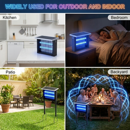 Solar Bug Zapper Outdoor 4500V | Mosquito Killer Wireless Portable | Fly Zapper Electric Trap with 10ft Cord | Bug Zapper for Patio Backyard Garden