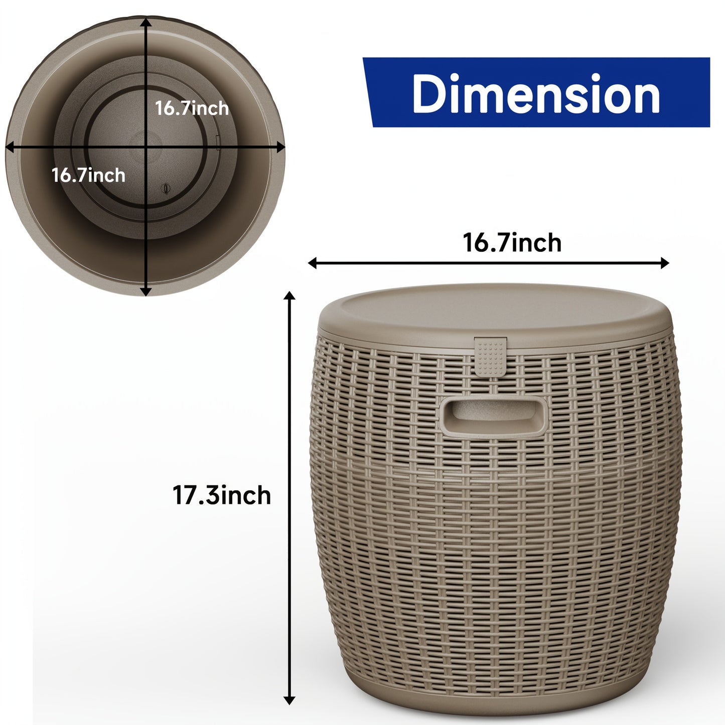 Outdoor Storage Bin 40L Rattan Deck Box UV Protected Weather Resistant
