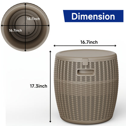 Outdoor Storage Bin 40L Rattan Deck Box UV Protected Weather Resistant