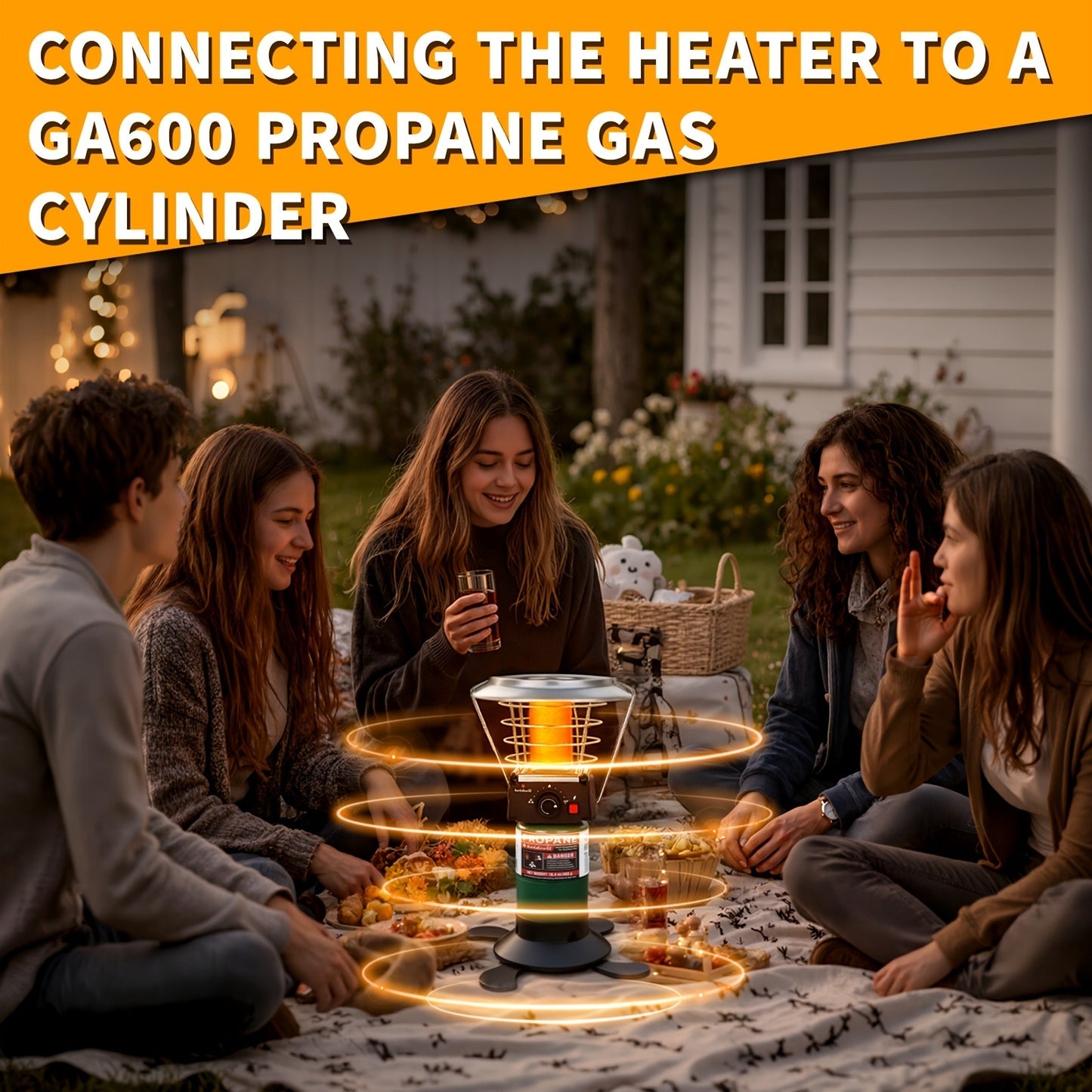 360° Propane Heater 8,183 BTU with Pulse Ignition & Water Boiling Top, Portable Radiant Outdoor Heater for Camping, Patio, Garden, Ice Fishing – Lightweight, Built-In Ignition (Cylinder Not Included)