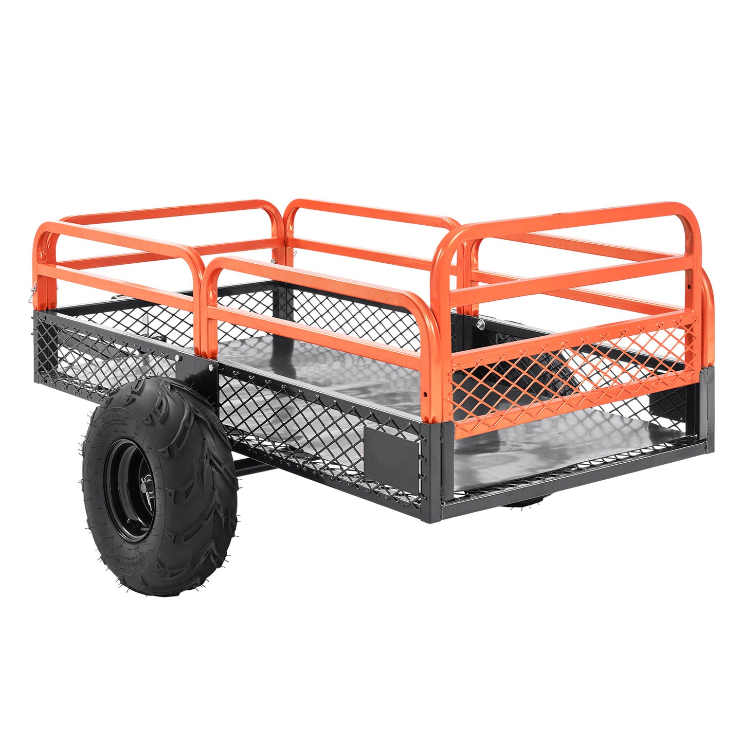 Tow Behind Dump Cart ATV Trailer 750-1500 lbs, Heavy Duty Steel Garden Dump Trailer 12-15 Cu Ft with Removable Sides & Pneumatic Tires for Mowers, Tractors, UTV