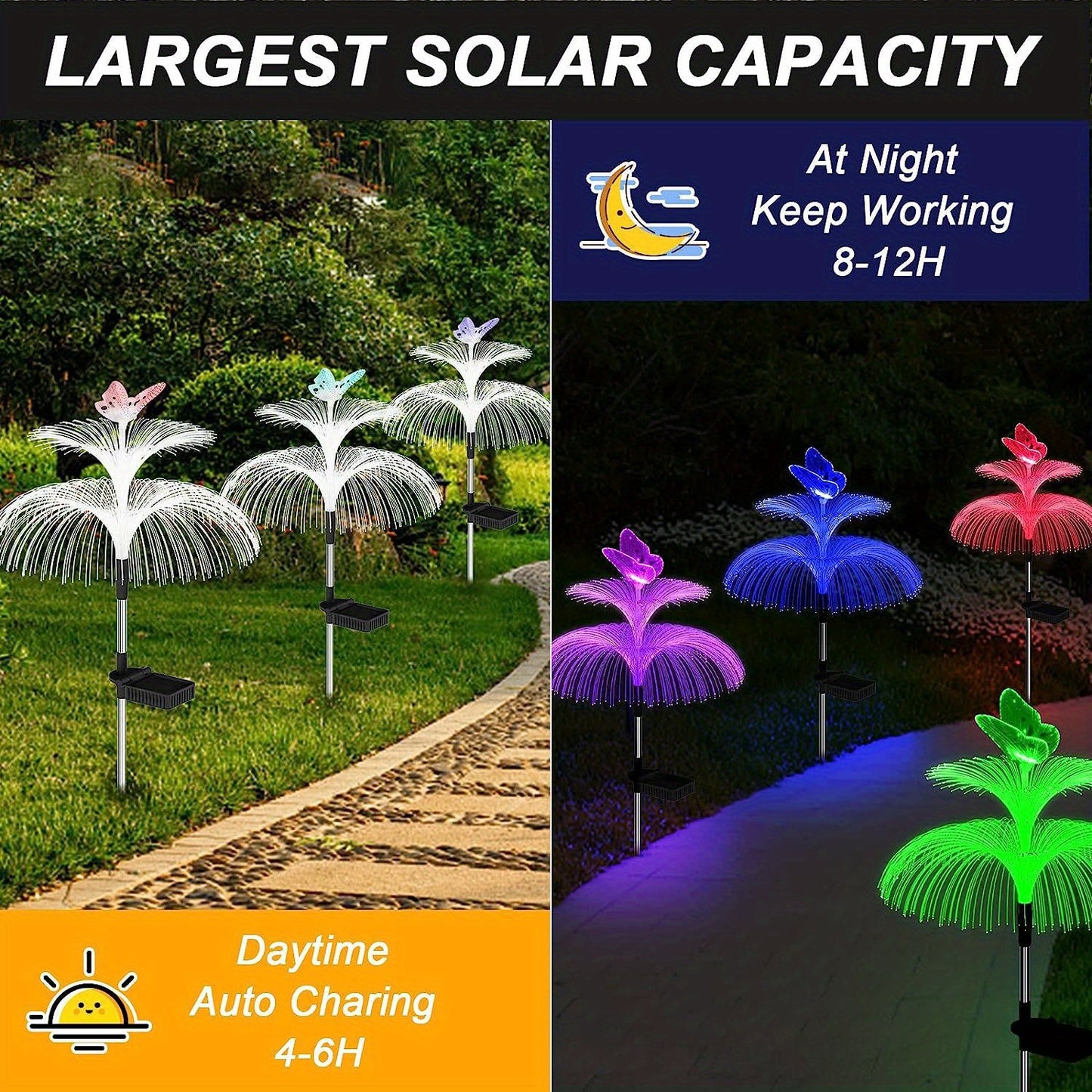 Solar Jellyfish Butterfly Garden Lights 4-Pack Color Changing