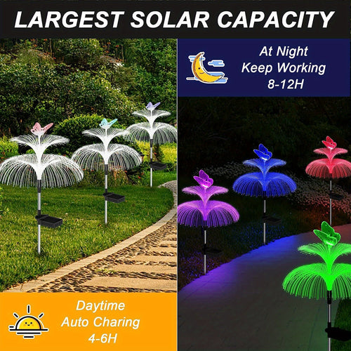 Solar Jellyfish Butterfly Garden Lights 4-Pack Color Changing