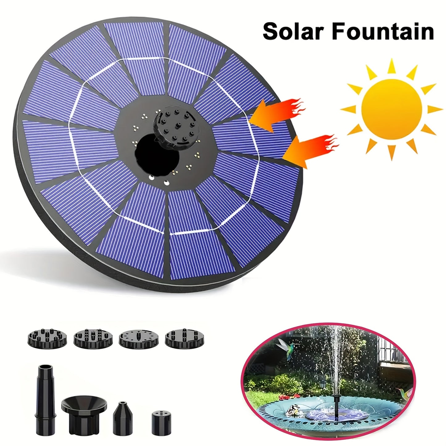 Outdoor Fountain Solar Powered – Bird Attractor Garden Pond Courtyard