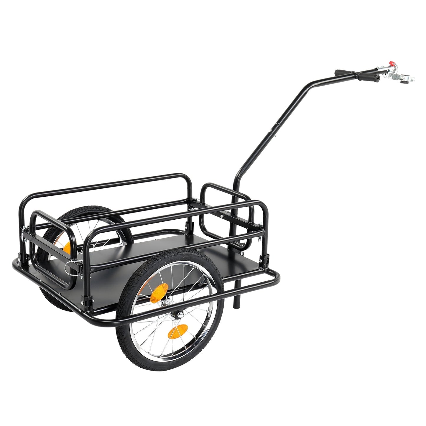 Bike Cargo Trailer Foldable Heavy Duty 16-Inch Inflatable Wheels Detachable Walls Flatbed Bicycle Wagon for Groceries Luggage Pets Commuting