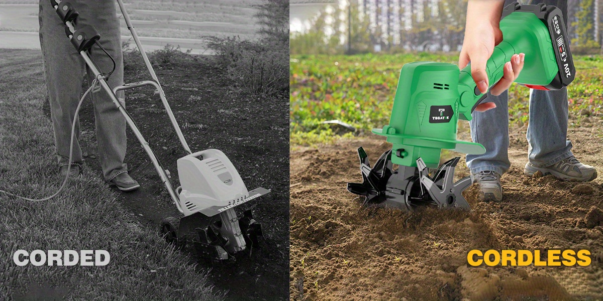 Cordless Electric Tiller 20V Handheld - 9-Inch 235RPM Garden Cultivator with Ergonomic Handle, Lightweight Metal Soil Tiller for Weeding, Soil Aeration & Loosening in Courtyard, Raised Beds & Garden