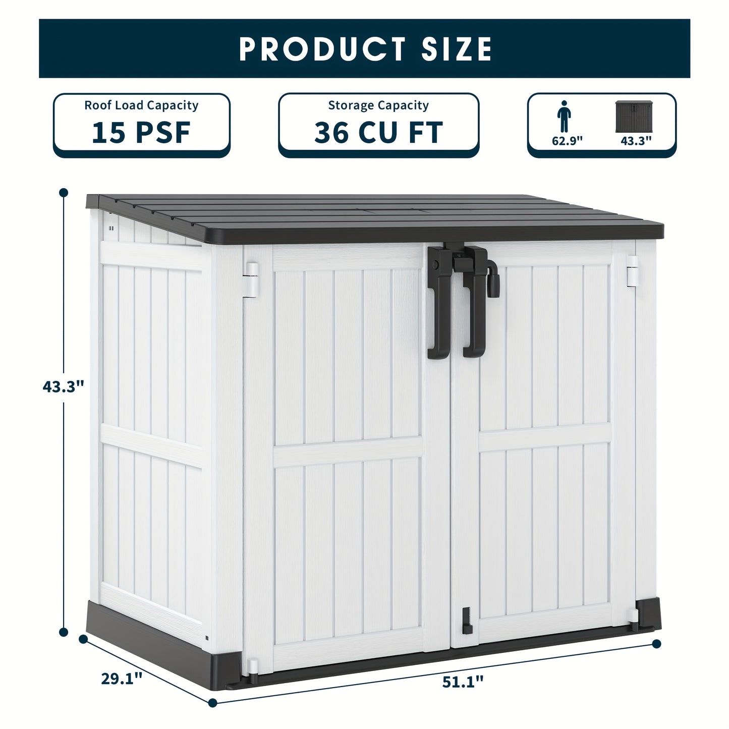 Large Storage Shed 36 Cu Ft – Weather-Resistant Resin Outdoor