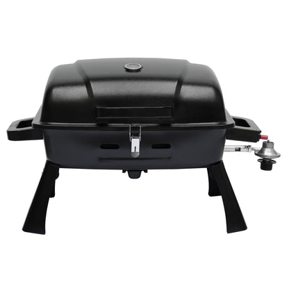 Portable Propane Grill Tabletop, 10000 BTU Single Burner Gas Grill with 239 sq in Porcelain Grates, Foldable Legs, Locking Lid & Built-In Thermometer for Camping, Backyard & Tailgating