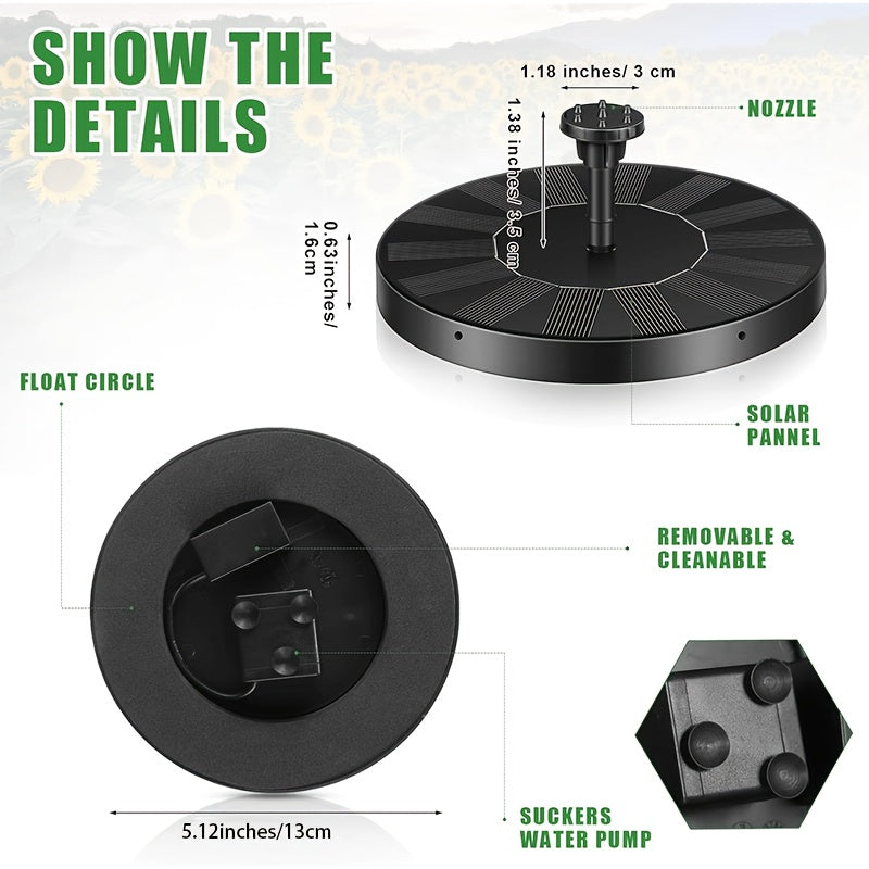 Solar Fountain Pump | 6 Nozzle IPX8 Bird Bath Garden Pool Pond Float