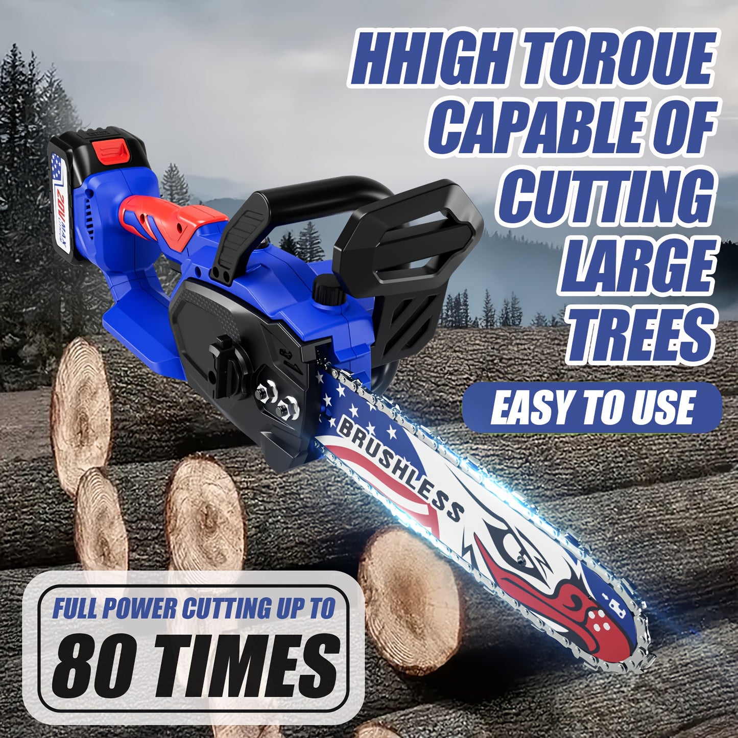 Cordless Chainsaw Auto Lube Tool-Free | Lightweight Women Senior Garden