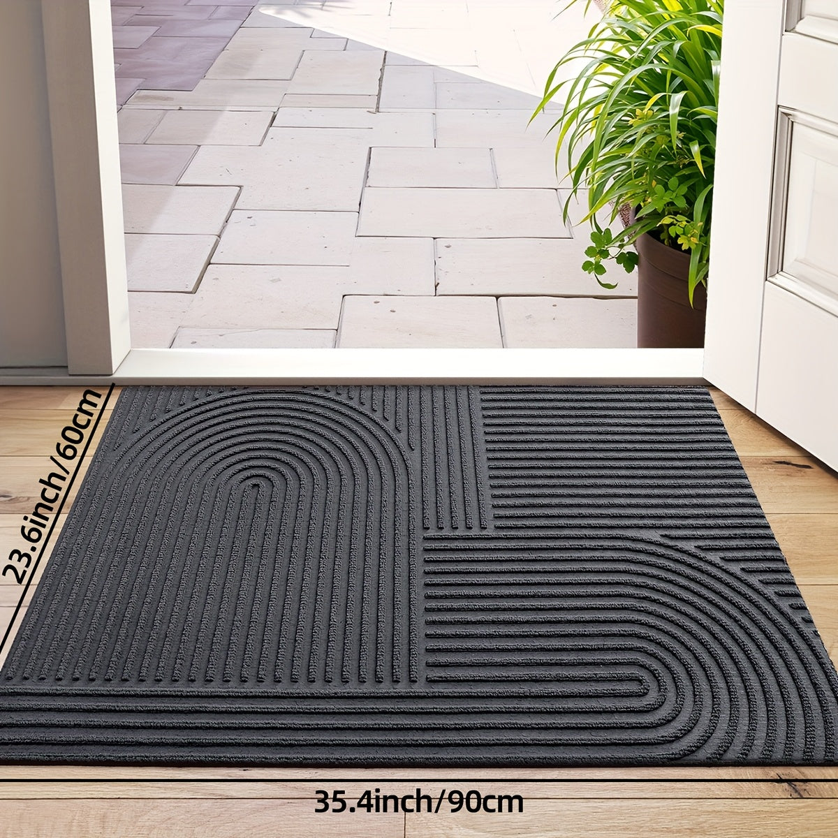 Non-Slip Door Mat Geometric Entryway Rug Indoor Outdoor Low Profile Floor Mat for Front Door Patio Home Decor