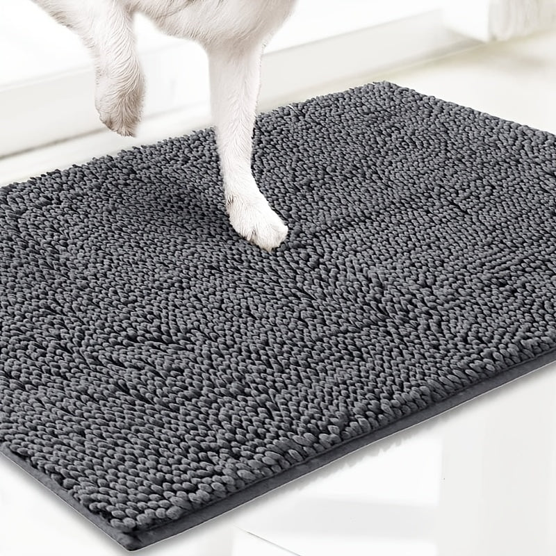 Chenille Dog Door Mat Super Absorbent Muddy Paws Non-Slip Washable Pet Rug Quick Dry Gingham Entryway Mat Indoor Outdoor Multiple Sizes & Colors