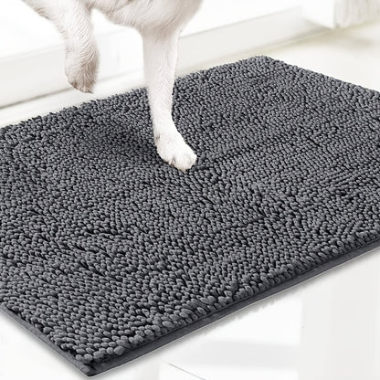 Chenille Dog Door Mat Super Absorbent Muddy Paws Non-Slip Washable Pet Rug Quick Dry Gingham Entryway Mat Indoor Outdoor Multiple Sizes & Colors