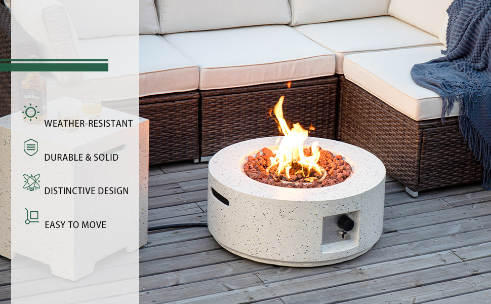 28" Outdoor Fire Pit Set with Rain Cover & Wind Guard – Terrazzo Colorful Metal Patio Heater for Garden, Deck & Backyard | Includes Lighter | Durable Metal Construction