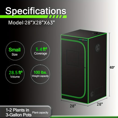 Indoor Grow Tent 1680D Lightproof with Viewing Window, Floor Tray & No-Tool Assembly, Hydroponic Setup for Seedling & Vertical Flowering, Multiple Sizes 2x2 to 4x4ft