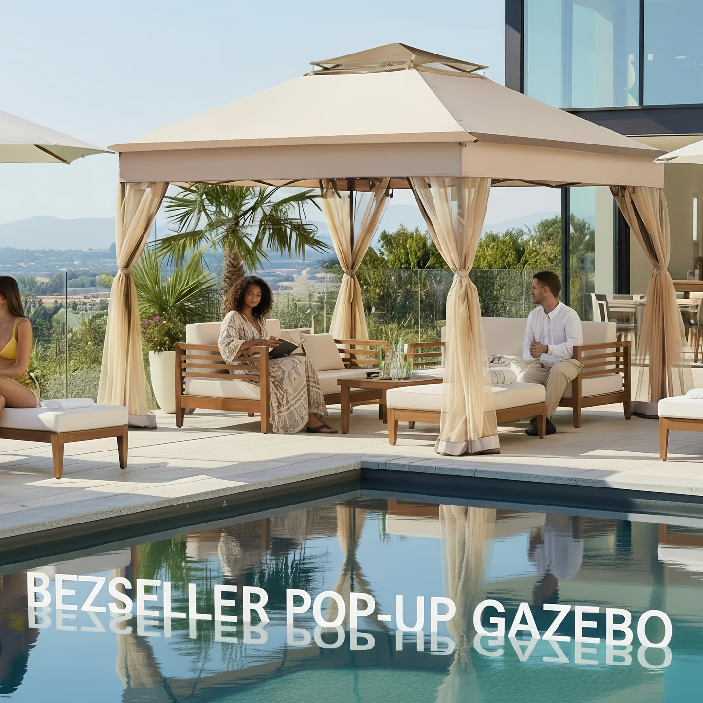 Pop Up Gazebo Tent Mosquito Netting Oxford | Patio Garden Backyard