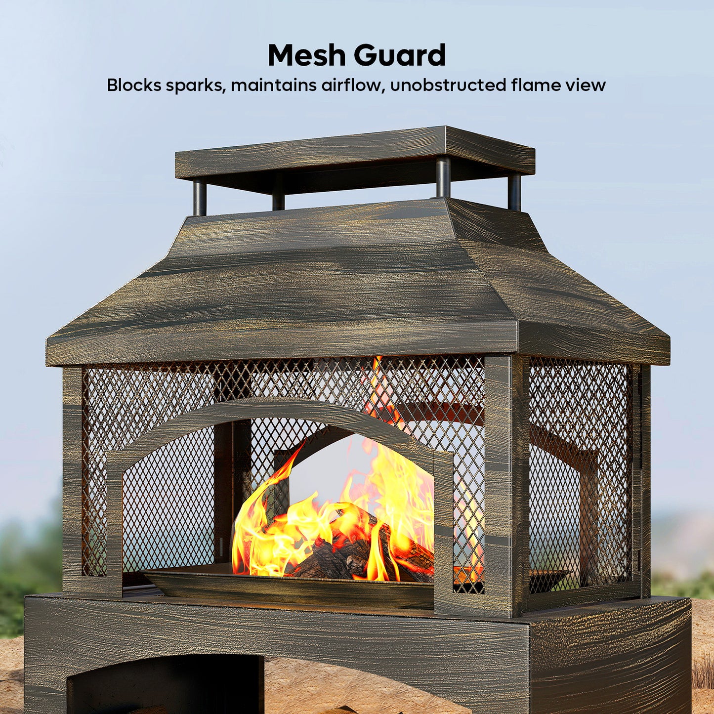 Outdoor Fireplace | Wood Burning Metal Patio Garden Deck Backyard
