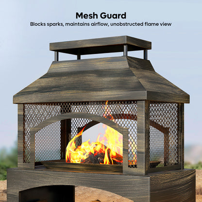Outdoor Fireplace | Wood Burning Metal Patio Garden Deck Backyard