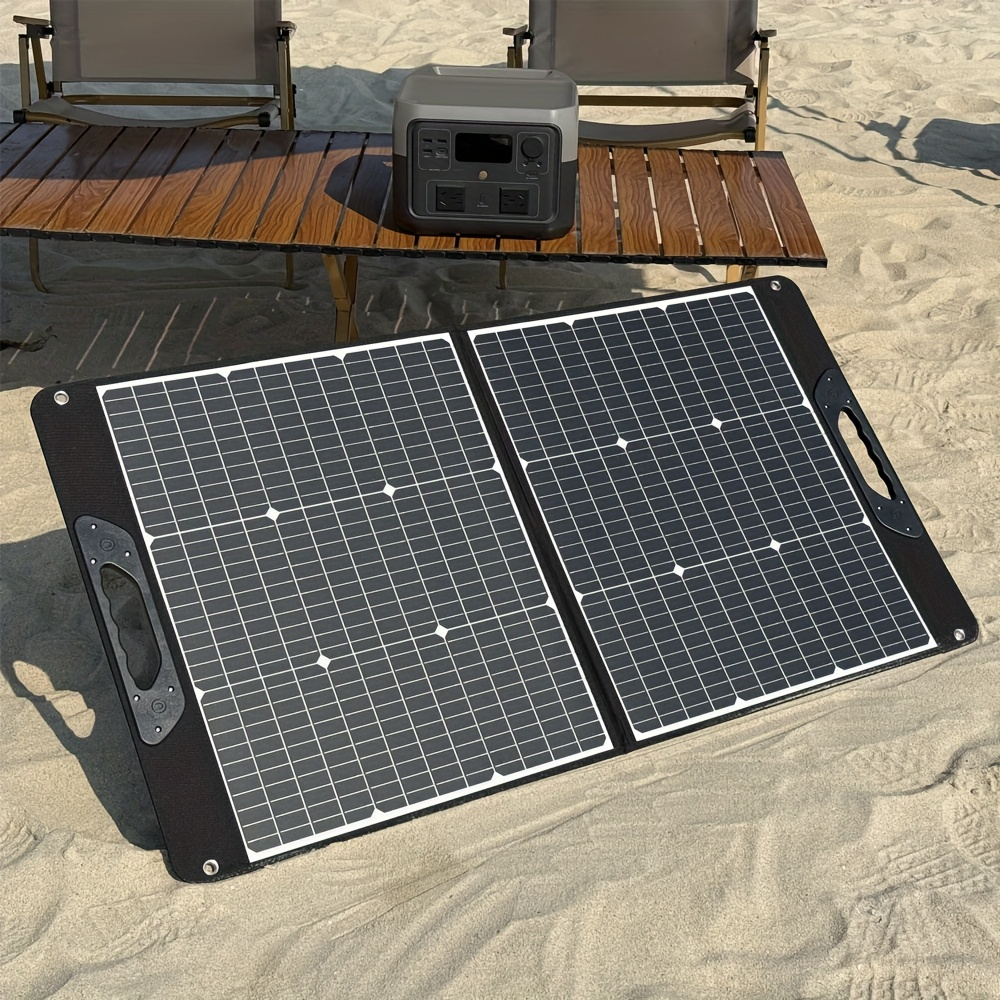 Foldable Solar Panel 200W 23.5% High Efficiency 20V Portable with 2 Brackets Solar Cable for Camping RV Power Station Off-Grid Emergency Power Outage