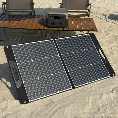 Foldable Solar Panel 200W 23.5% High Efficiency 20V Portable with 2 Brackets Solar Cable for Camping RV Power Station Off-Grid Emergency Power Outage