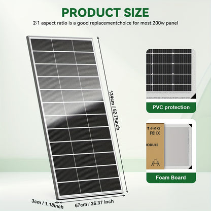 Monocrystalline Solar Panel 400W 25.5% High Efficiency Half-Cut Cell A+ Grade 2pcs 200W 12V Solar Module for Farm House Rooftop RV Caravan Off-Grid System Energy Independence