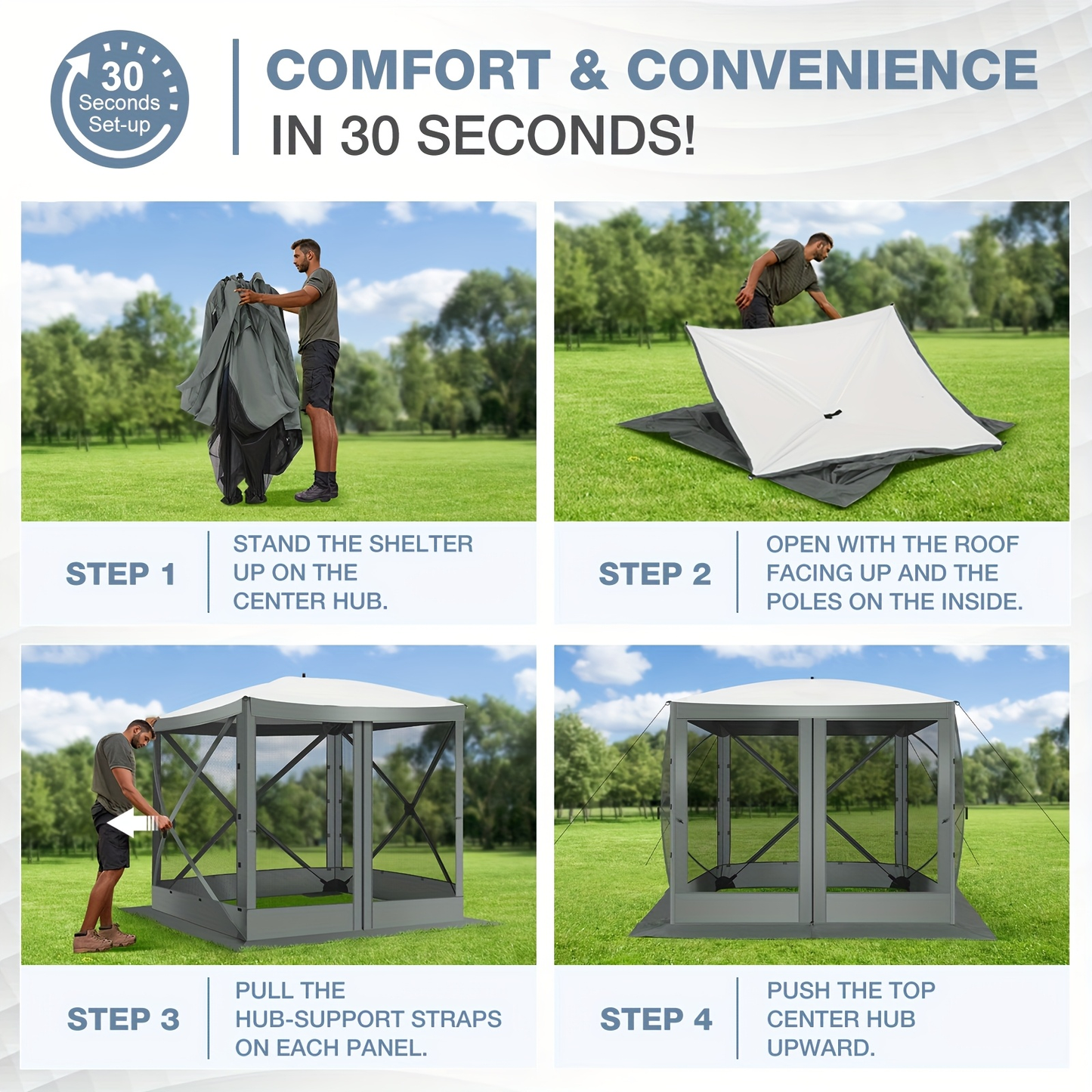 Pop Up Gazebo 8x8ft Mesh Screen Tent Portable Camping Garden Picnic